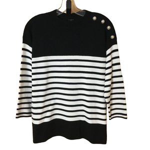 3/$20 TALBOTS Petite Navy White Striped Sweater Size MediumP